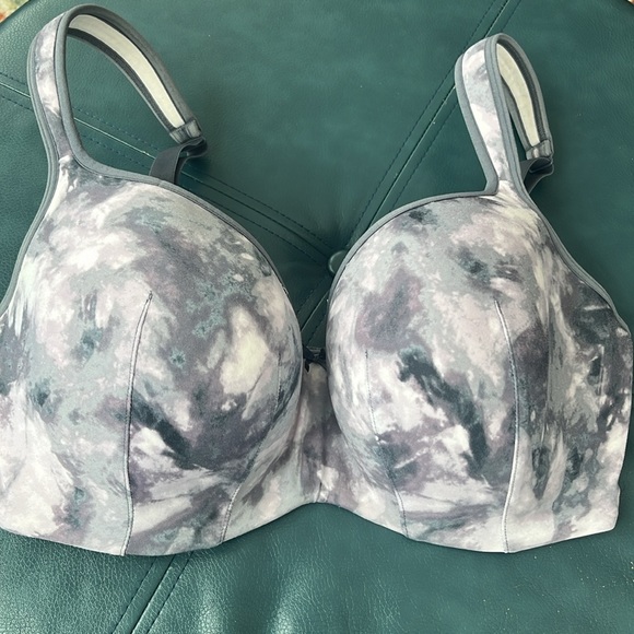 Cacique Lightly Lined Balconette Tie-dye Gray Wired Bra | Size 36F - Picture 1 of 9